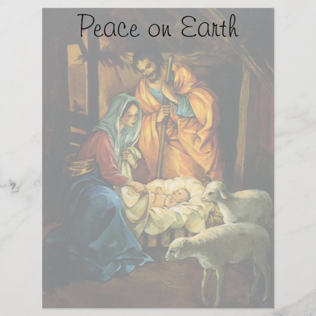 Vintage Christmas Nativity, Baby Jesus in Manger (Front)