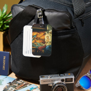 Vintage Christmas Nativity, Baby Jesus in Manger Luggage Tag