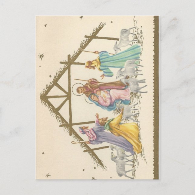 Vintage Christmas Nativity Holiday Postcard (Front)
