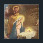 Vintage Christmas Nativity, Mary Joseph Baby Jesus Magnet<br><div class="desc">Vintage illustration religious Christmas holiday image featuring a classic nativity. A Christian religion family scene with Mary,  Joseph and the infant Jesus Christ in the Manger in Bethlehem. Artist: Hy Hintermeister.</div>