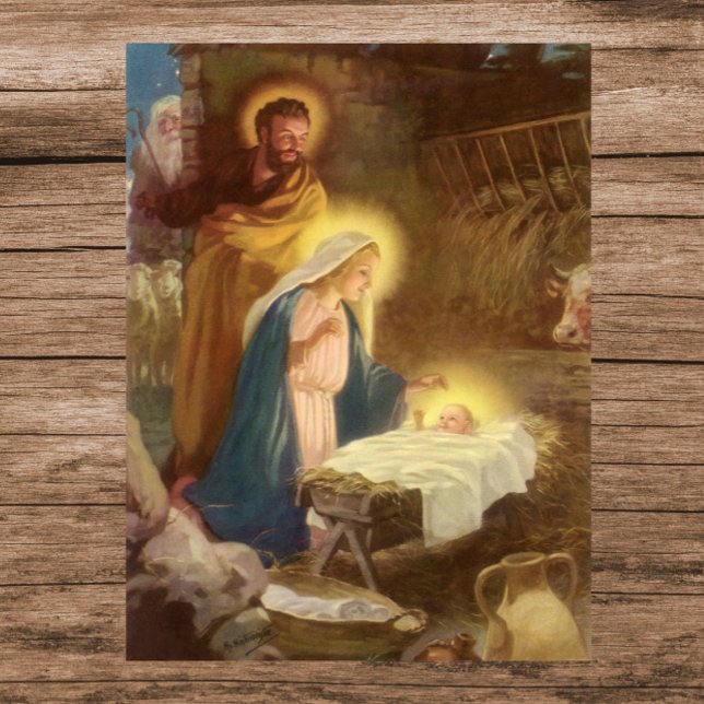 Vintage Christmas Nativity, Mary Joseph Baby Jesus Poster (Creator Uploaded)