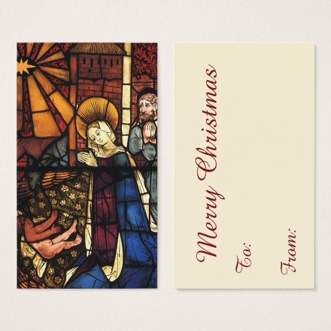 Vintage Christmas Nativity Scene in Stained Glass (Front & Back)