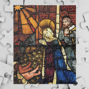 Vintage Christmas Nativity Scene in Stained Glass Jigsaw Puzzle
