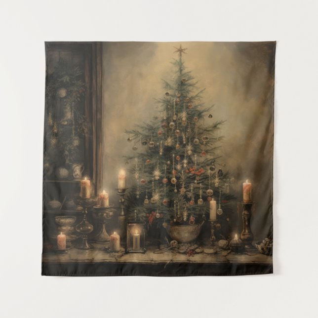 Vintage Christmas Night Tapestry (Front)