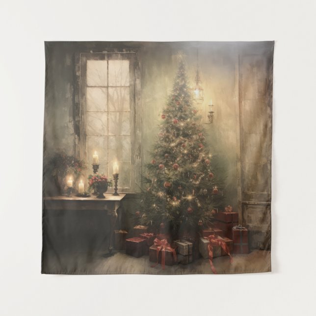 Vintage Christmas Night Tapestry (Front)