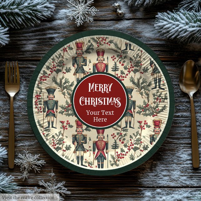 Vintage Christmas nutcracker personalised plates (Vintage Christmas nutcracker personalized plates)