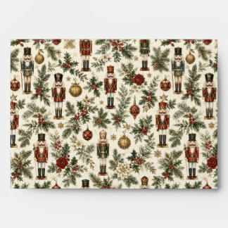 Vintage Christmas Nutcracker Soldier Floral Envelope