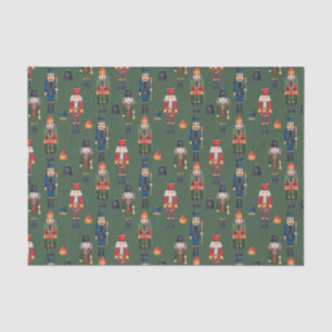 Vintage Christmas Nutcrackers Green Tissue Paper