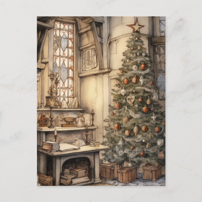 Vintage Christmas Office Postcard (Front)