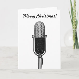 Vintage Christmas, Old Fashoined Retro Microphone Holiday Card