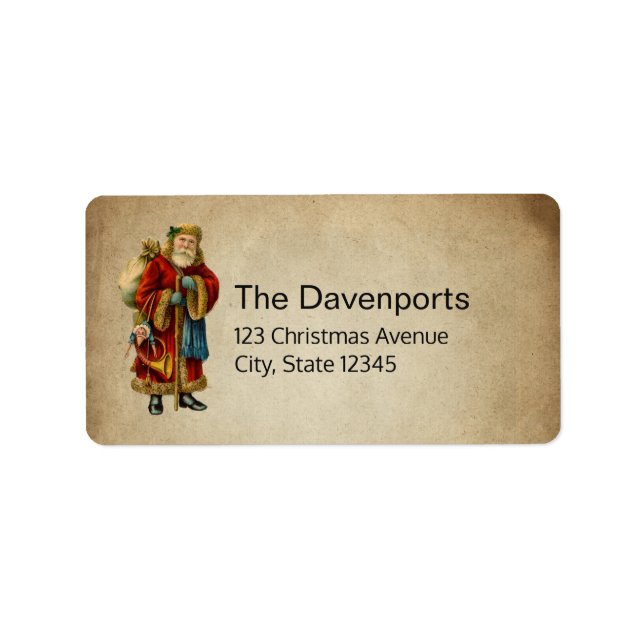 Vintage Christmas Old World Santa Claus Label (Front)
