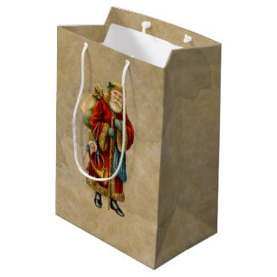 Vintage Christmas Old World Santa Claus Medium Gift Bag
