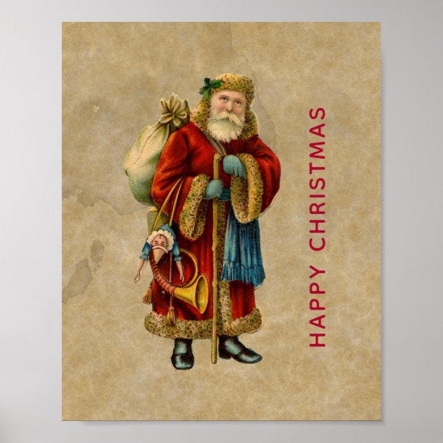 Vintage Christmas Old World Santa Claus Poster (Front)