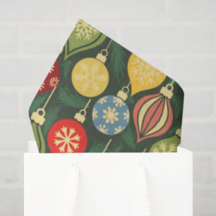 Vintage Christmas Ornament Colourful Holiday Tissue Paper