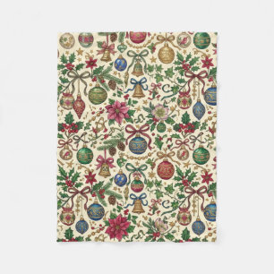 Vintage Christmas Ornament Fleece Blanket