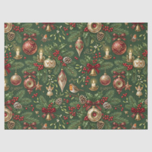Vintage Christmas Ornaments and Decorations Green  Tissue Paper