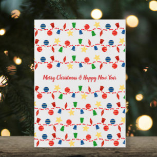 Vintage Christmas ornaments garland Holiday Card