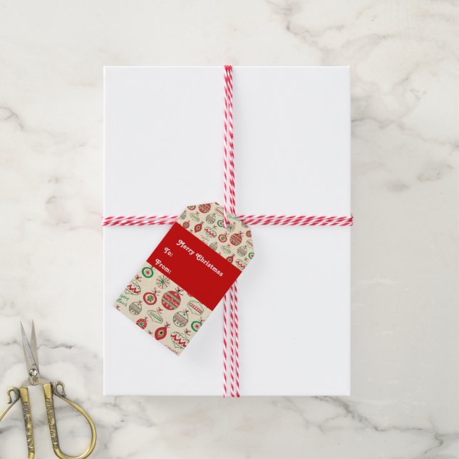 Vintage Christmas Ornaments Gift Tags (With Twine)