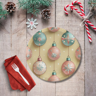 Vintage Christmas Ornaments Holiday Paper Plate