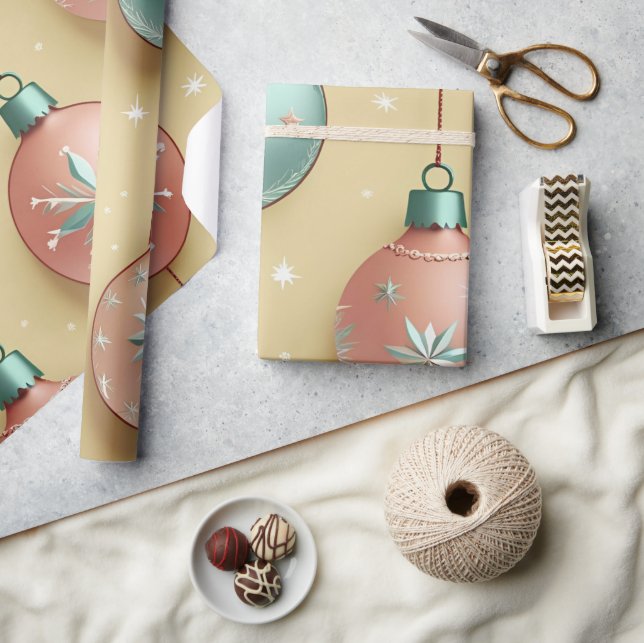Vintage Christmas Ornaments Holiday Wrapping Paper (Crafts)