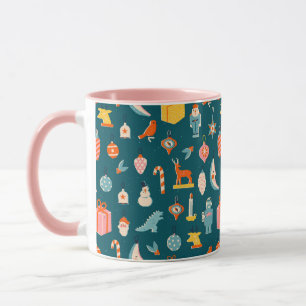 Vintage Christmas Ornaments Pattern Mug
