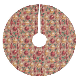 Vintage Christmas Ornaments Seamless Pattern Brushed Polyester Tree Skirt