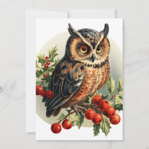 Vintage Christmas Owl Holiday Card