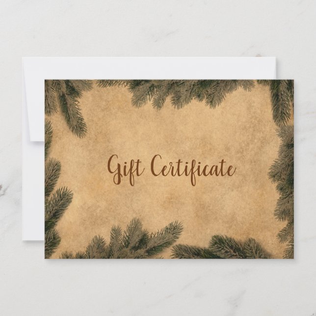 Vintage Christmas Paper Fir Branch Gift Card (Front)
