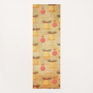Vintage Christmas Paper Pattern With Bells Yoga Mat
