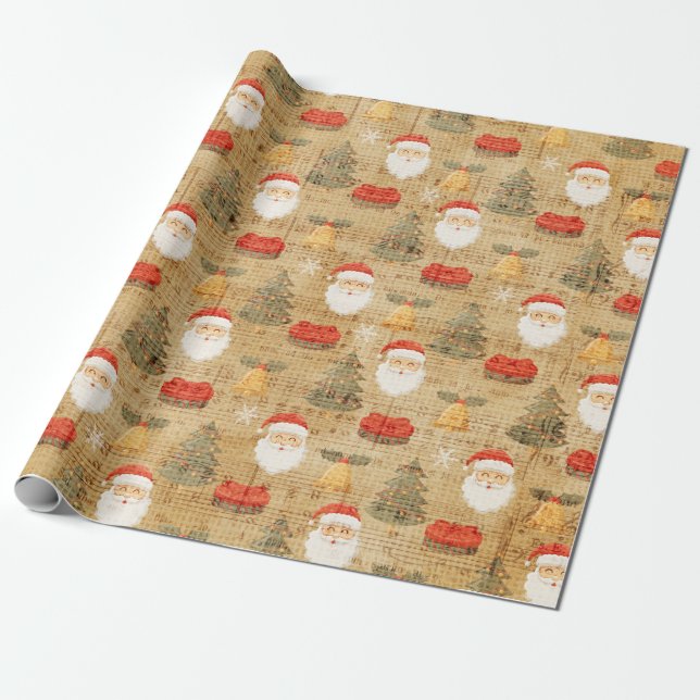 Vintage Christmas Paper Wrapping Paper (Unrolled)