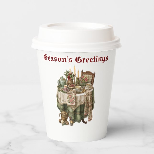  Vintage Christmas Party Tableware Collection Paper Cups (Front)