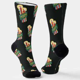 Vintage Christmas Pattern, Candles Holiday Cheer Socks