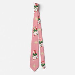 Vintage Christmas Pattern, Candy Canes with Pink Tie