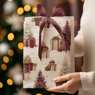 Vintage Christmas Pattern Gift Bag