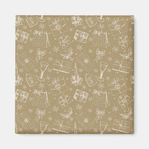 vintage christmas pattern hand drawn magnet