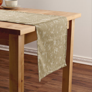 vintage christmas pattern hand drawn short table runner