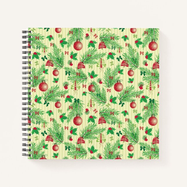 Vintage Christmas Pattern Notebook (Front)