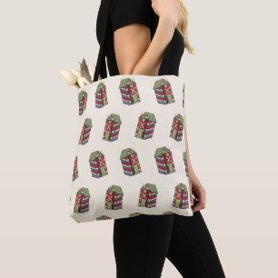 Vintage Christmas Pattern, Nutcracker Toy Soldier Tote Bag