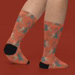 Vintage Christmas pattern Socks<br><div class="desc">Cute vintage seamless Christmas pattern with tiger decorating Christmas tree on an orange background.</div>