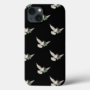 Vintage Christmas Pattern, White Dove for Peace iPhone 13 Case