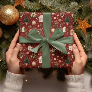 Vintage Christmas Pattern Wrapping Paper