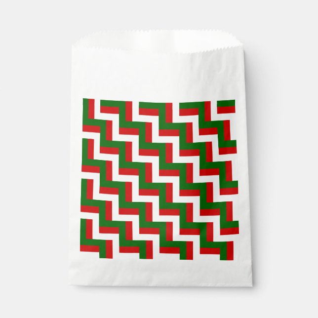 vintage christmas pattern zigzag mod  favour bag (Front)