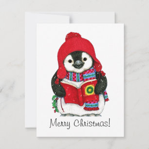 Vintage Christmas Penguin Holiday Card