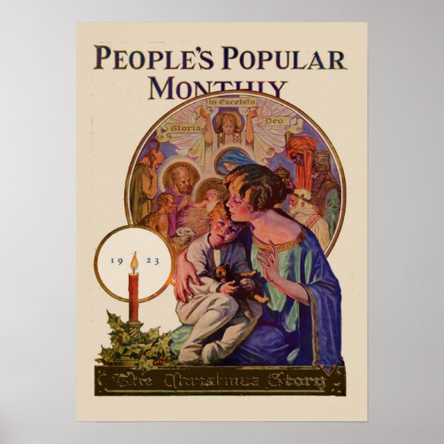 Vintage Christmas Peoples Popular Monthly 1923 Poster (Front)