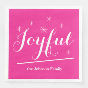 Vintage Christmas Personalised Family Cute Pink Napkin