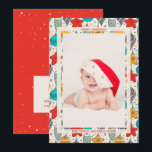 Vintage Christmas Photo Birth Announcements<br><div class="desc">Vintage Christmas tree ornaments in red, gold, purple, turquoise and mint, and your greeting and names in chic lettering around your favourite newborn baby's photo. Add birth information and even more photos on the back. Select Matte for heaviest paper and high definition for best print quality. ***HORIZONTAL card done for...</div>
