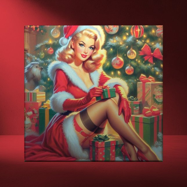 Vintage Christmas Pin Up Ceramic Tile (Creator Uploaded)