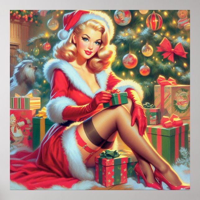Vintage Christmas Pin Up Poster (Front)