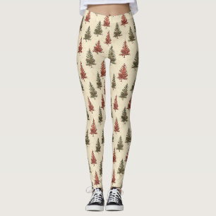 Vintage Christmas Pine Tree Pattern (2) Leggings