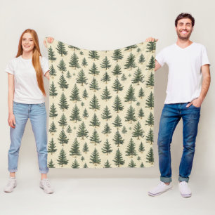 Vintage Christmas Pine Tree Pattern (3) Fleece Blanket